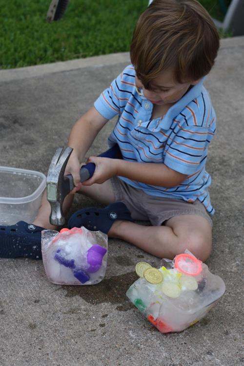 Ice block with child