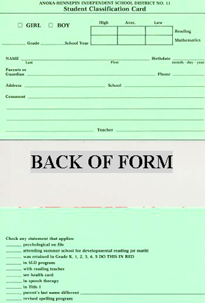 student classification card 