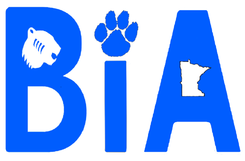 Bengals in Action Logo, Bengal head in "B", bengal pawprint for dot on "i", Minnesota as the hole in the "A" 