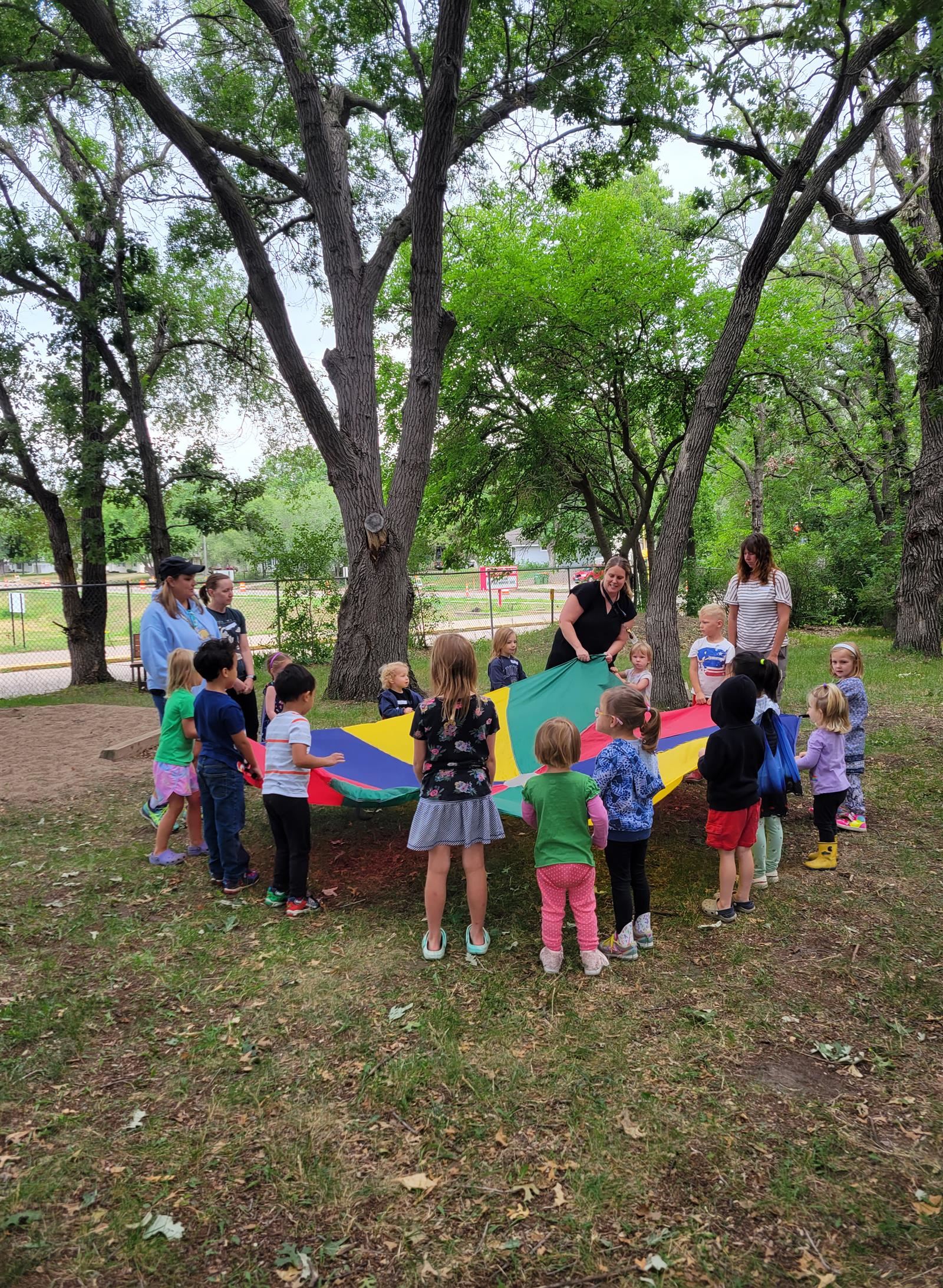 Class using parachute outside