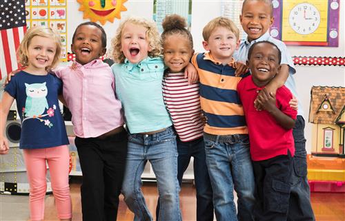 Smiling kindergarten students