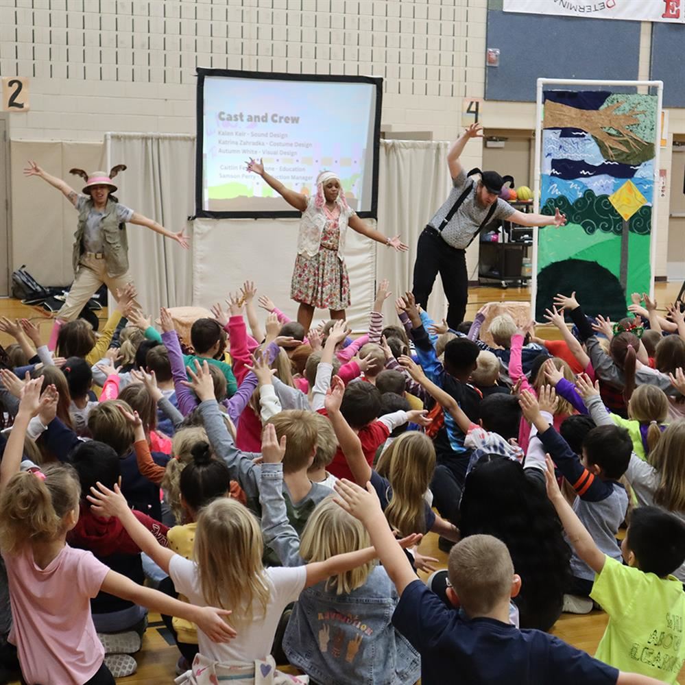  Oxbow Creek Elementary first grade students engaged in CLIMB Theatre performance