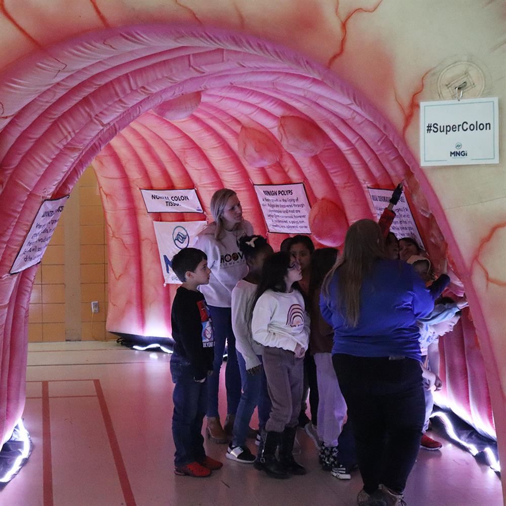  Students learning about the digestive system at Hoover Elementary