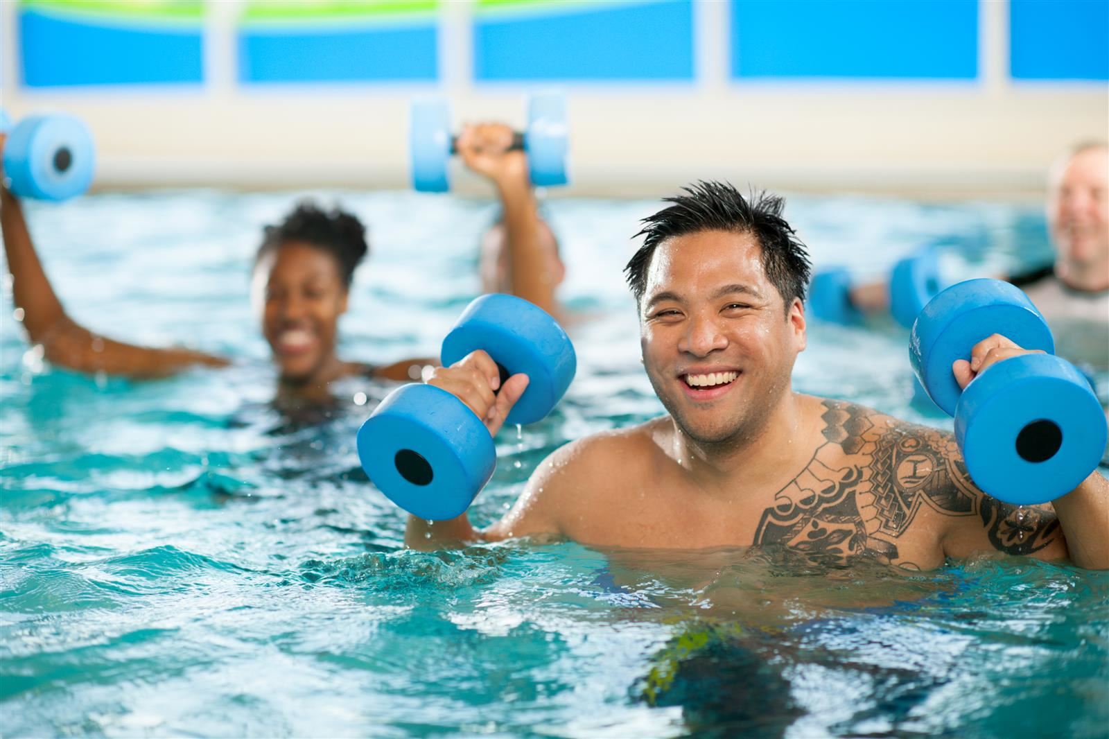 Adults exercising in the pool 