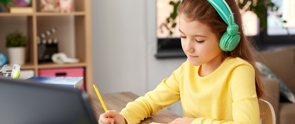 Girl studying at home